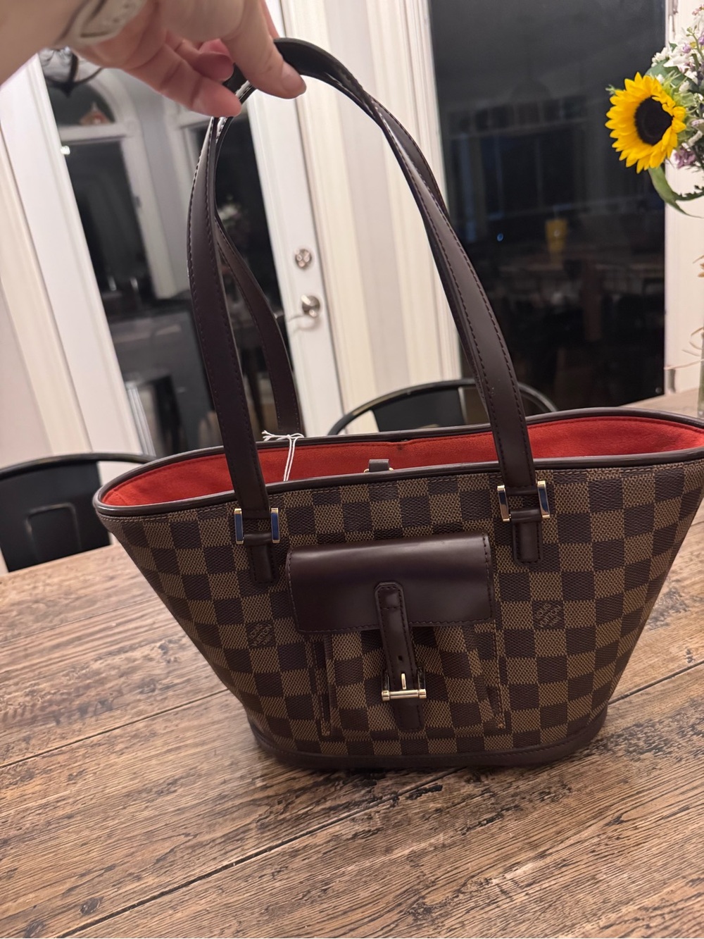 Authentic Louis Vuitton Manosque Tote Bag with Red Interior with COA